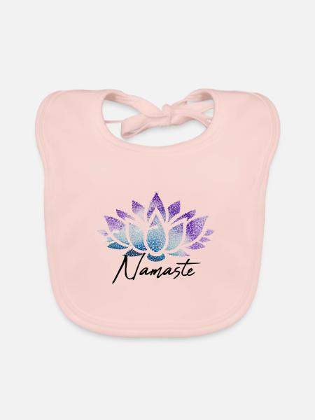 Namaste Lotusblüte bunt Muster Pattern - Baby Bio-Lätzchen - Rose - Vorne