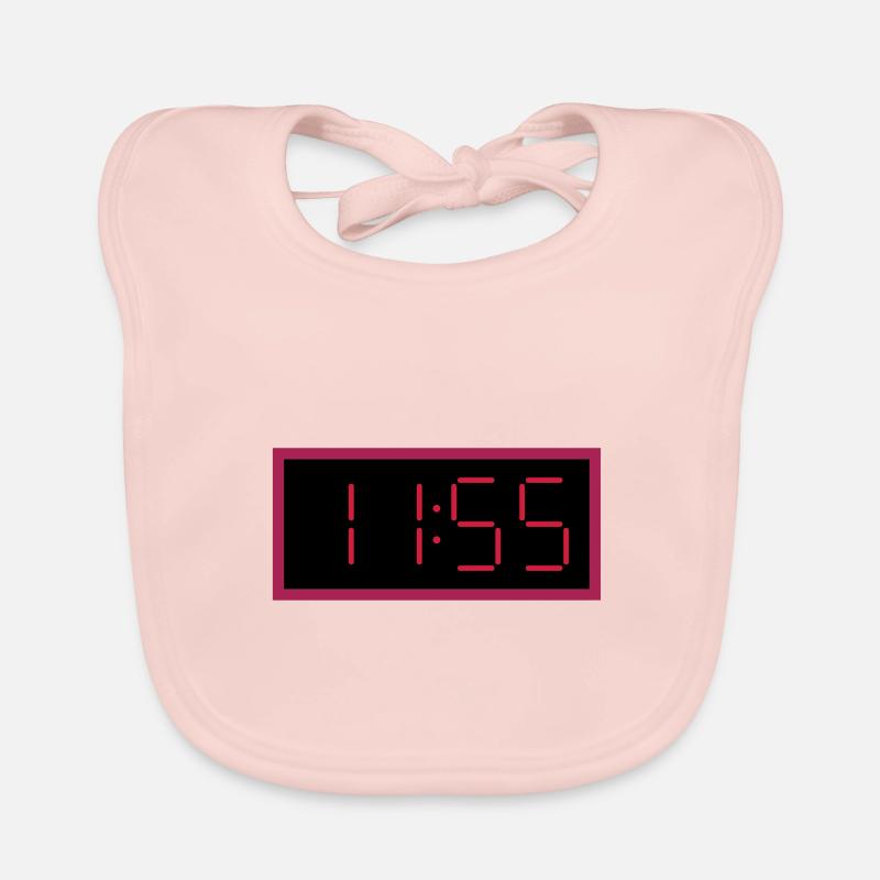 ★ design colors changeable ★ digital clock 11:55 clock Organic Baby Bibs