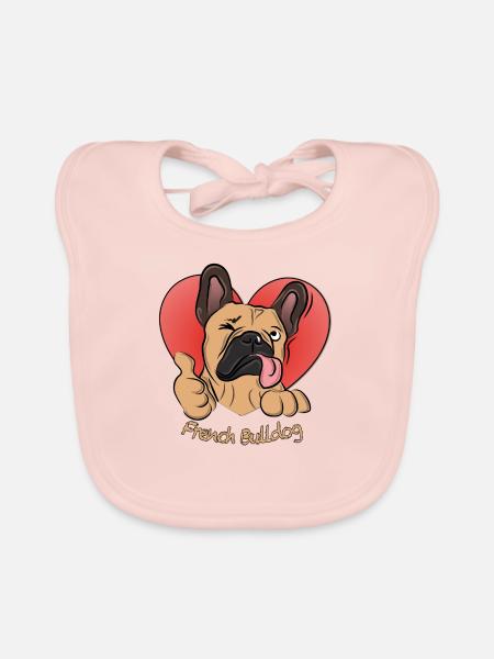 French Bulldog - Organic Baby Bibs - rose - Front
