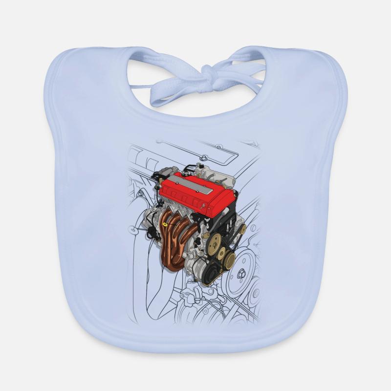 B16 Engine Organic Baby Bibs