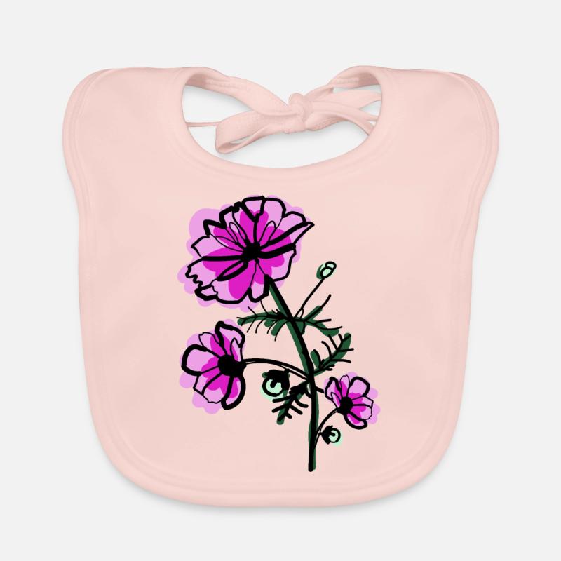 Cosmos de fleur de naissance d’octobre Bavoir bio Bébé
