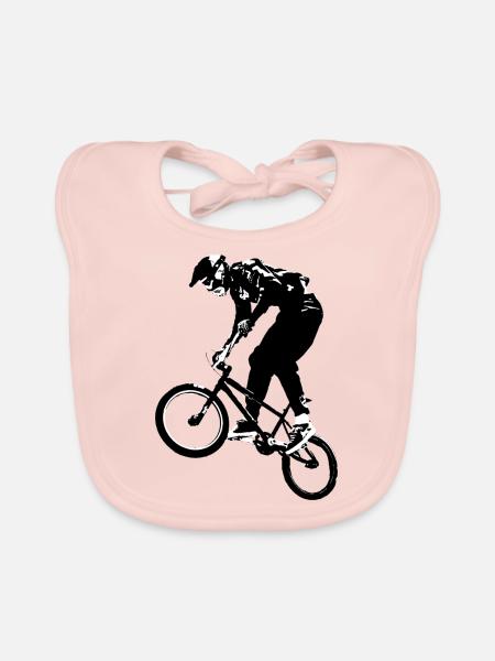 bmx bicross race racing old school - Organic Baby Bibs - rose - Front