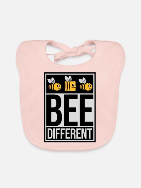 bee different saying quote - Organic Baby Bibs - rose - Front