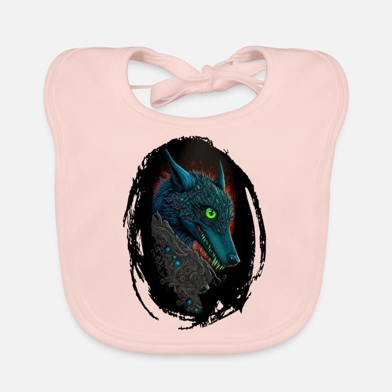 Blue Gothic Wolf Organic Baby Bibs