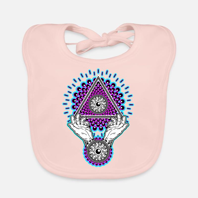 Neon Illuminati Pyramid 23 with Aura, Black Light Organic Baby Bibs