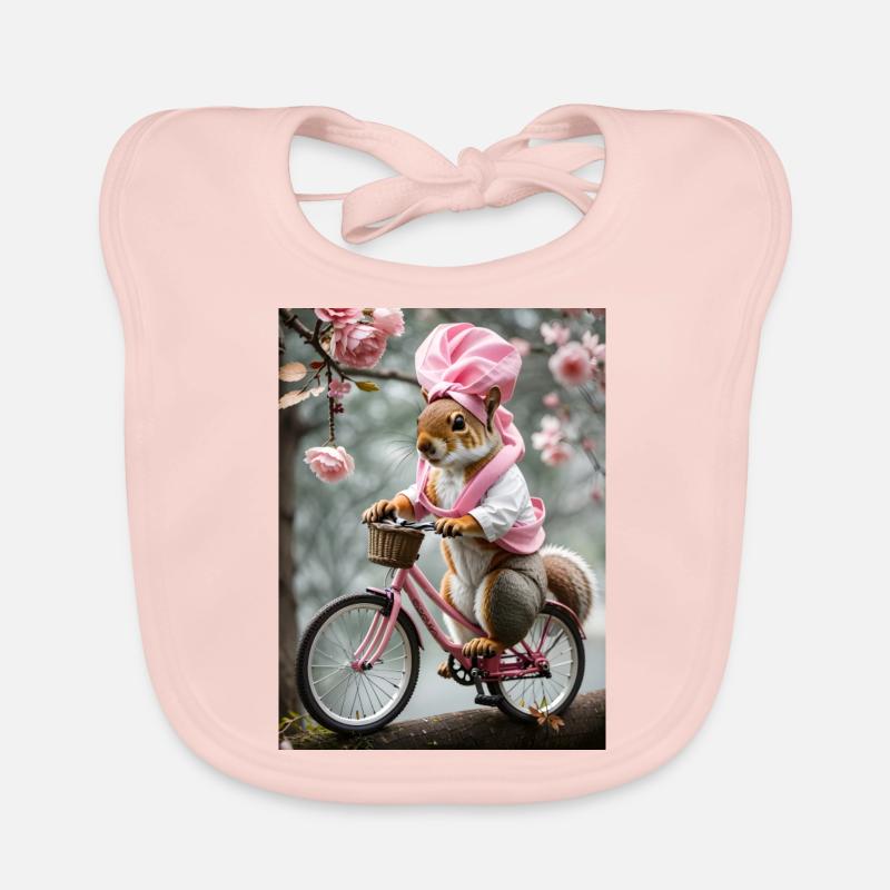 Squirrel on a bicycle Organic Baby Bibs