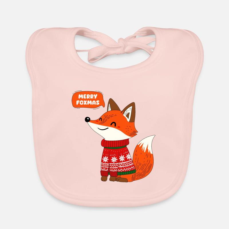 Le renard et l’hiver - Bavoir bio Bébé - rose