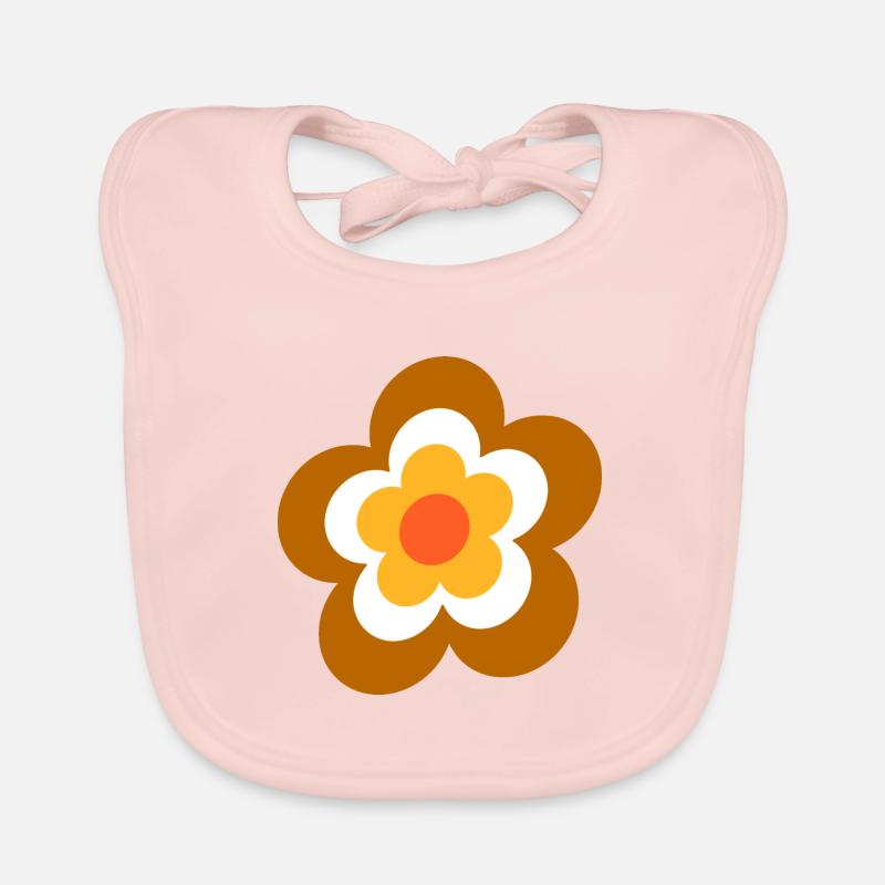 70s Flower Pattern Retro Organic Baby Bibs