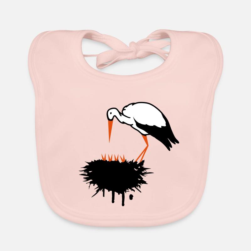 Storch und sein Nest mit Nachwuchs Graffiti Baby Bio-Lätzchen