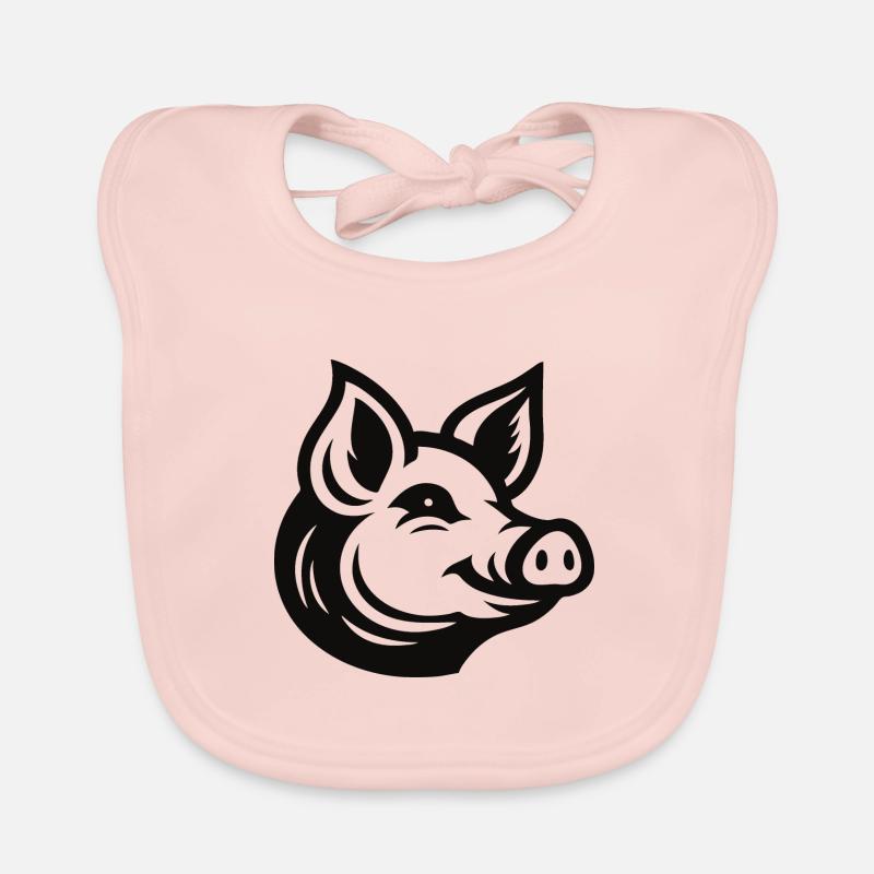 Schwein Kopf - Minimalistisches Schweinedesign Baby Bio-Lätzchen