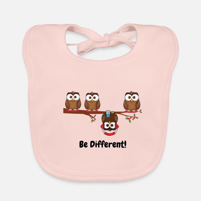 Be different - Süßes Eulen Fun bird gift sweet Organic Baby Bibs