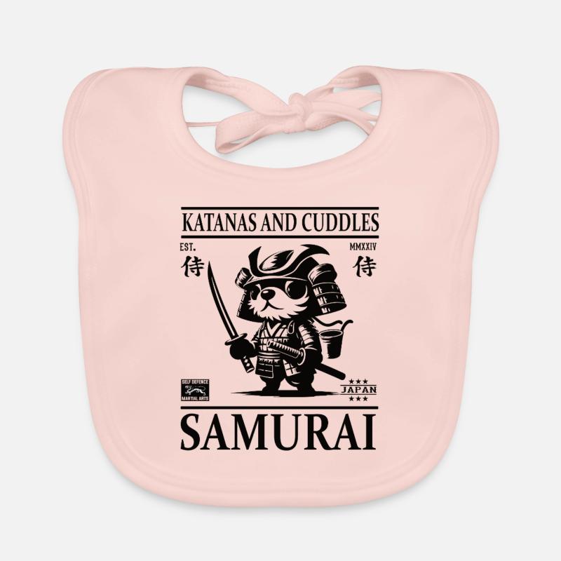 Cute Little Dog Samurai Design Organic Baby Bibs