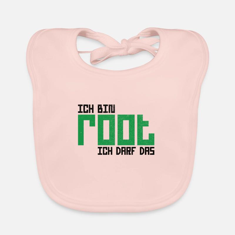 Ich bin root ich darf das Hacker Nerd Admin Shirt - Baby Bio-Lätzchen - Rose