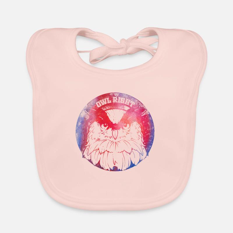 Owl Right Alright Eule Wortspiel - Baby Bio-Lätzchen - Rose
