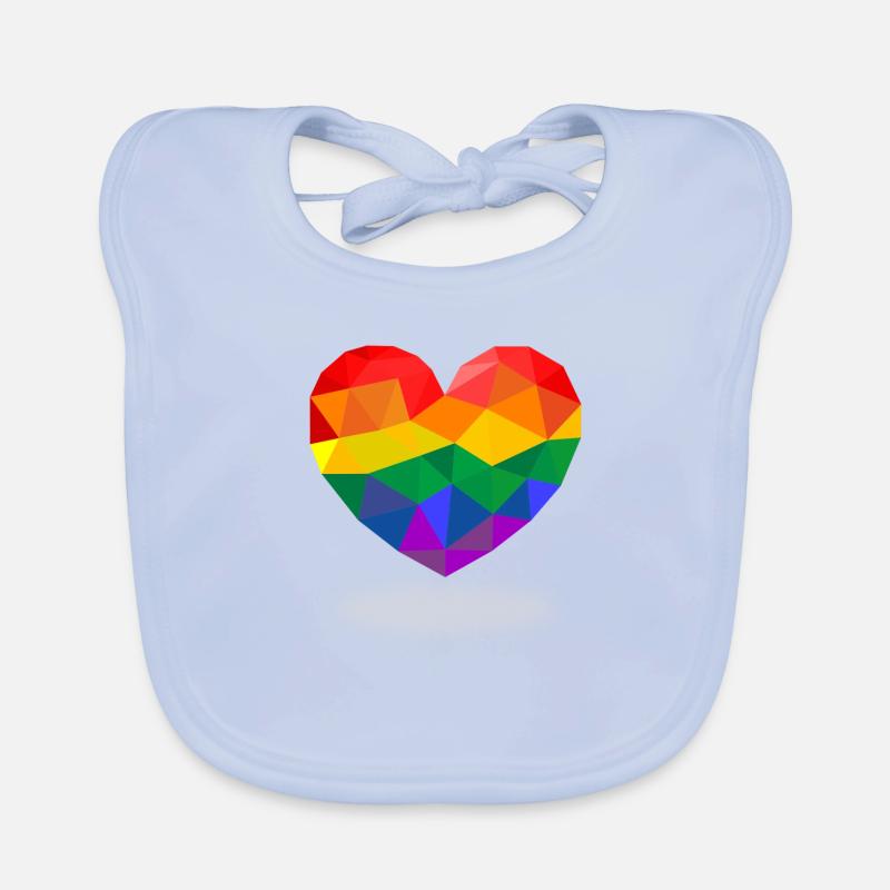 Polygon LGBT Herz CSD Regenbogen Gay Pride Baby Bio-Lätzchen