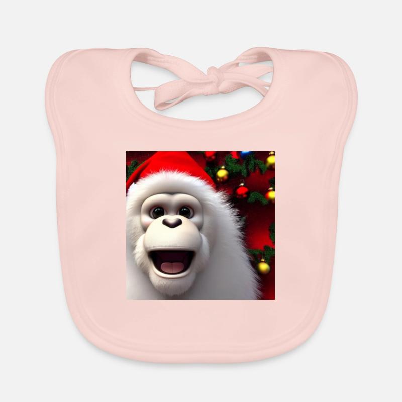 Singe de Noël avec bonnet de père Noël Bavoir bio Bébé