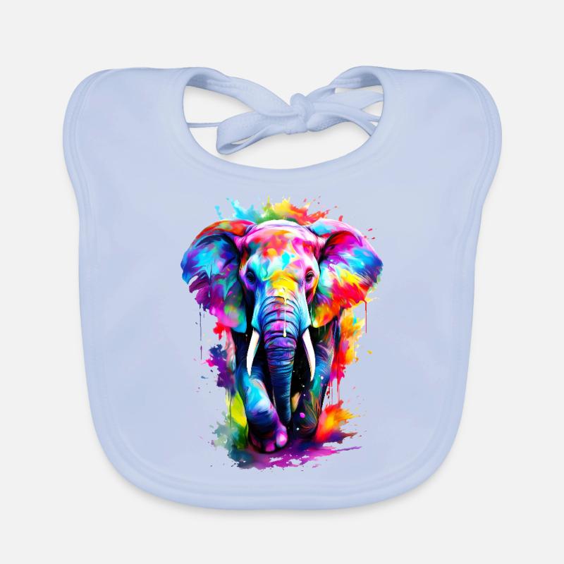 Painted Elephant Organic Baby Bibs