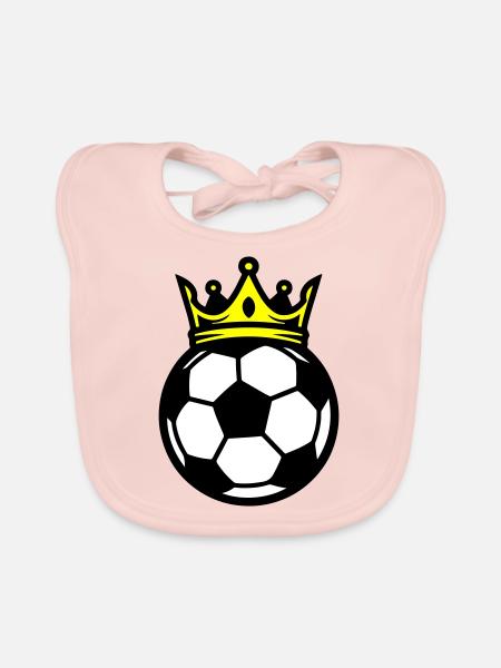 Fussball Ball Krone - Baby Bio-Lätzchen - Rose - Vorne