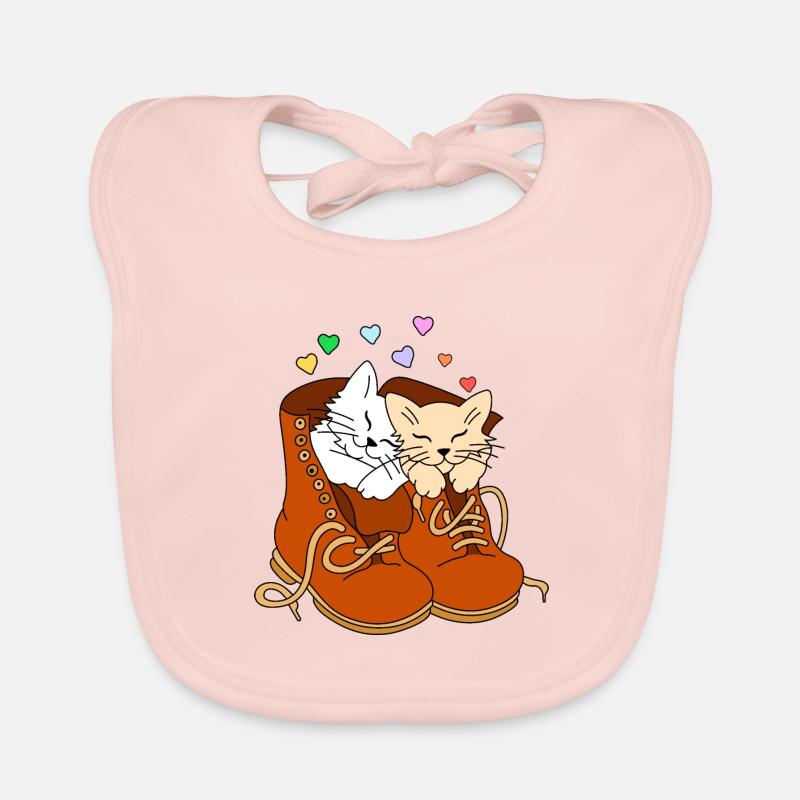 Deux chats en bottes Bavoir bio Bébé