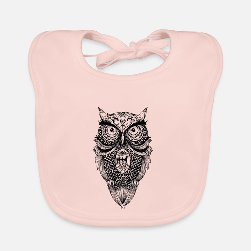 Mandala Eule - Baby Bio-Lätzchen - Rose