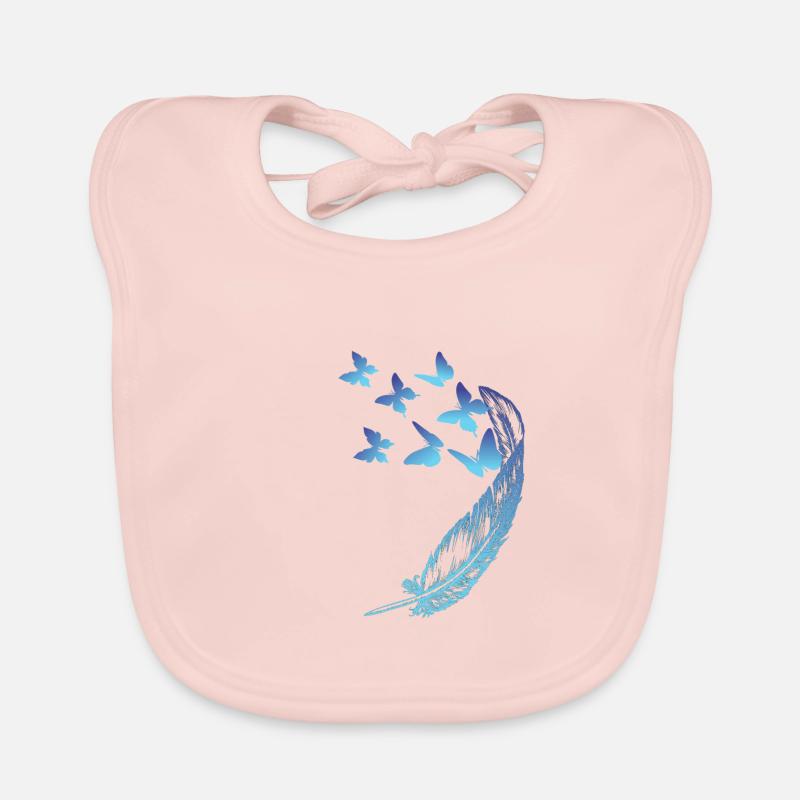 Papillons avec une plume Bavoir bio Bébé