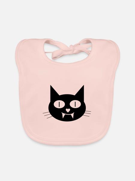 Halloween vampire cat with canines - Organic Baby Bibs - rose - Front