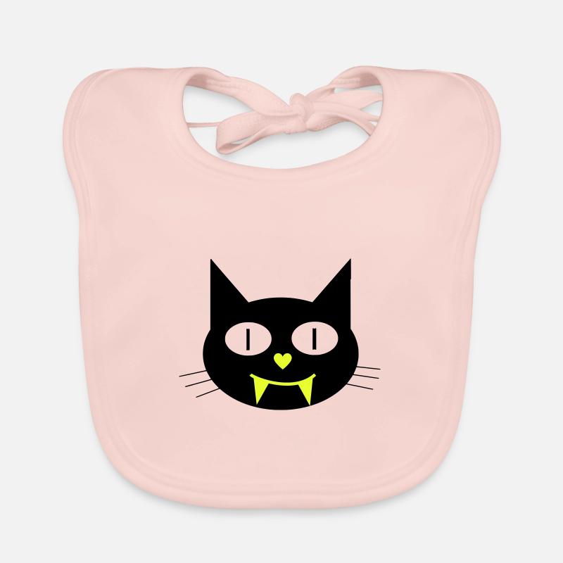 Halloween vampire cat with canines Organic Baby Bibs
