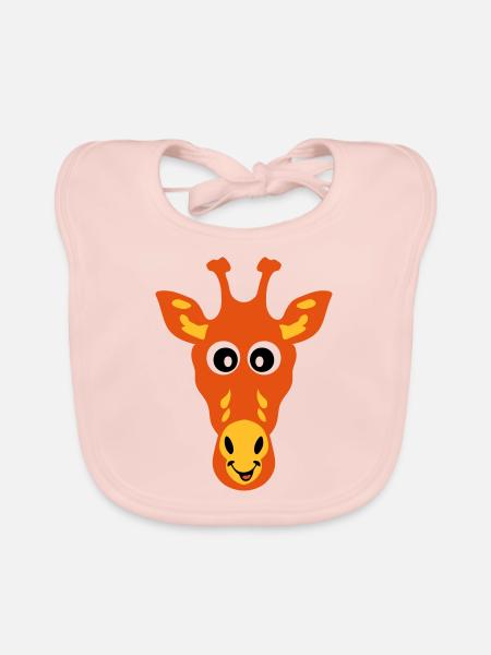 giraffe drawing animals 711 child - Organic Baby Bibs - rose - Front