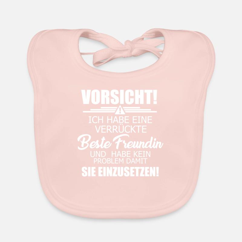 Vorsicht Freundin Sprüche Freundschaft Geschenk Baby Bio-Lätzchen