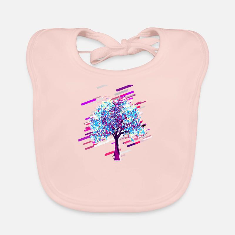 Baum Herbst 80er Retro Violett Baby Bio-Lätzchen