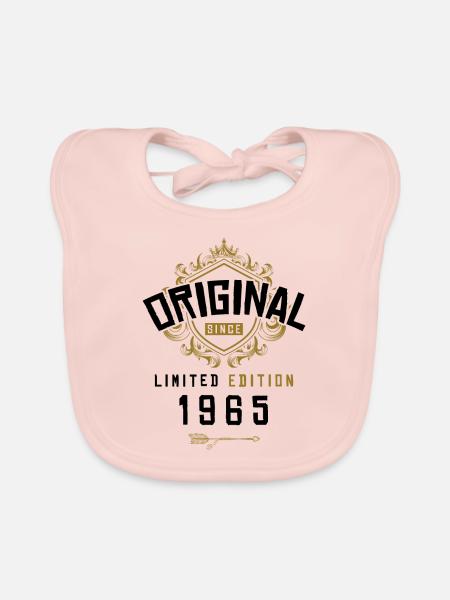 1965 limited edition Geburtstag - Baby Bio-Lätzchen - Rose - Vorne