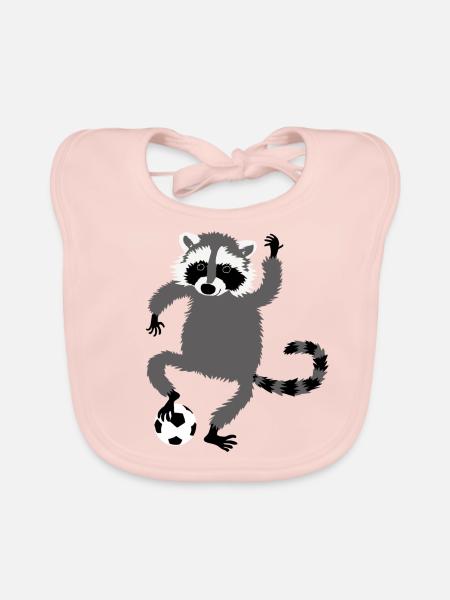 Waschbär Fussball - Baby Bio-Lätzchen - Rose