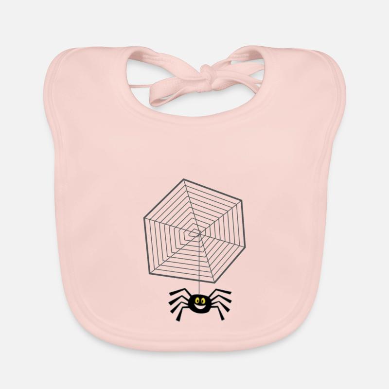 Filet avec araignée - Bavoir bio Bébé - rose