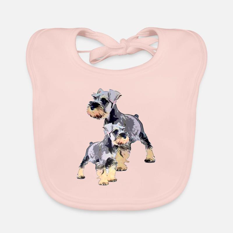Duo de Schnauzer miniature - Bavoir bio Bébé - rose