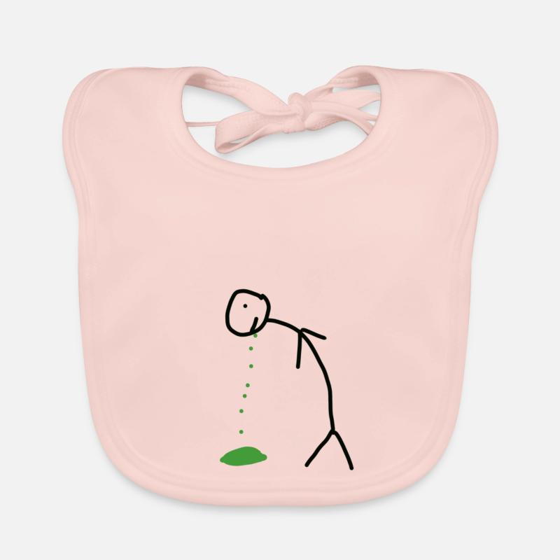 Kotzendes Strichmännchen - Baby Bio-Lätzchen - Rose