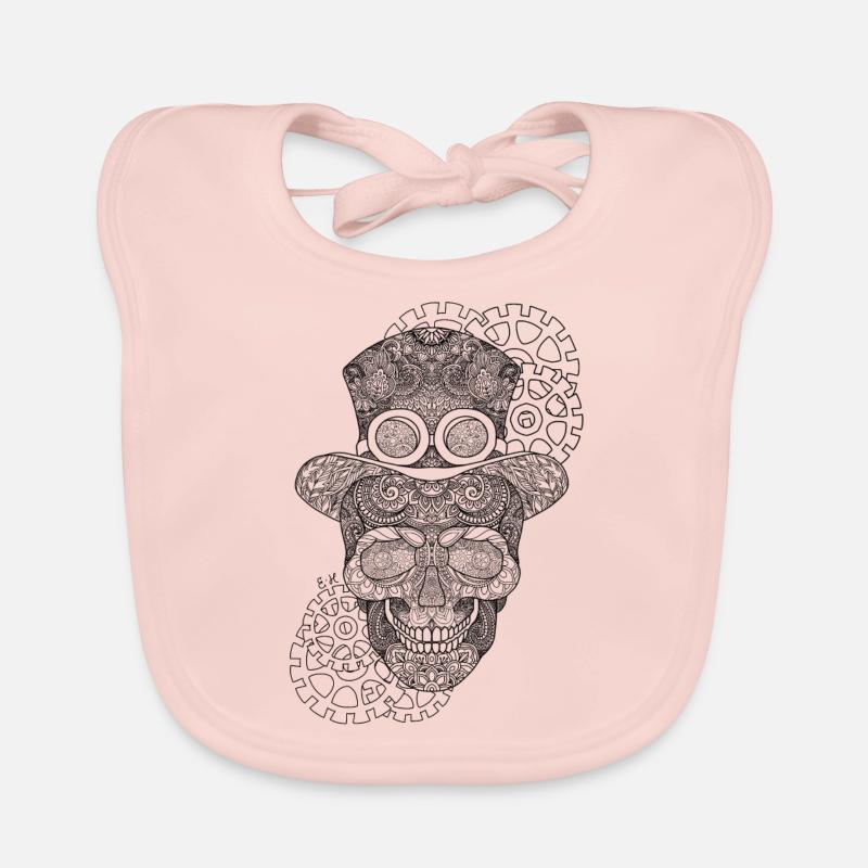 Crâne de mandala Steampunk - Bavoir bio Bébé - rose