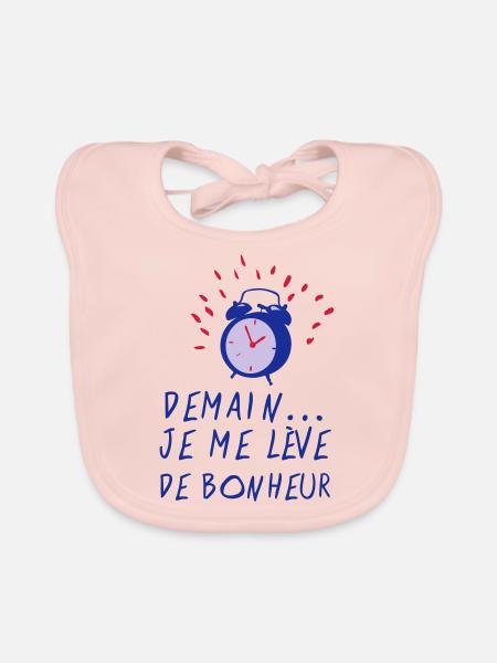 ciation demain leve bonheur reveil sonne - Bavoir bio Bébé - rose - Devant