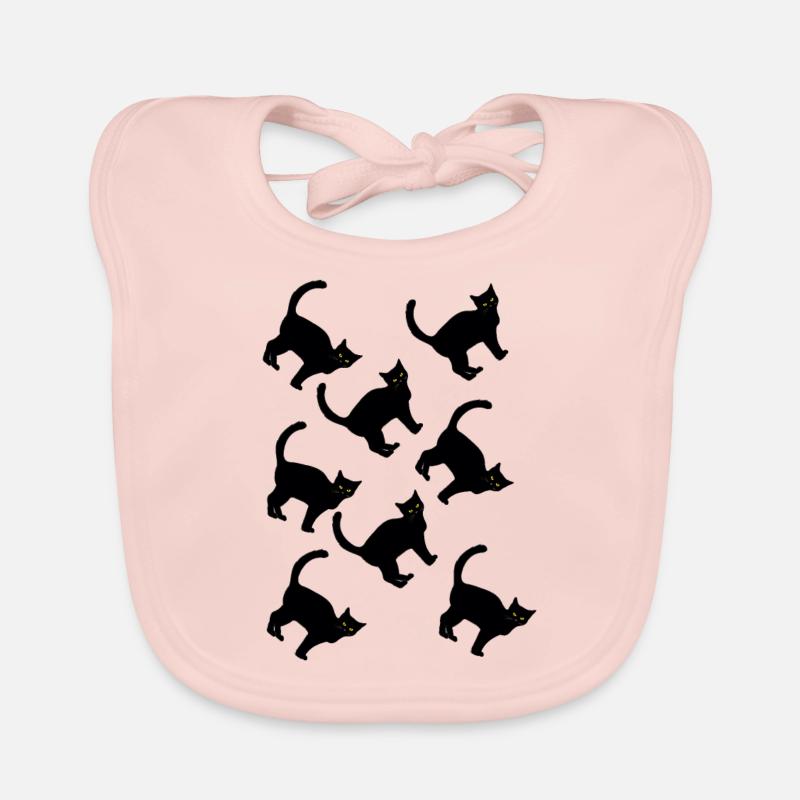 Black Pattern Cat Organic Baby Bibs