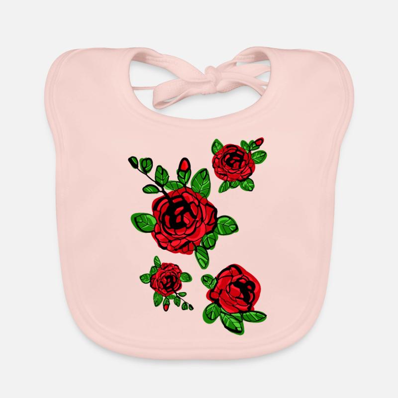 Fleur rouge de roses Bavoir bio Bébé