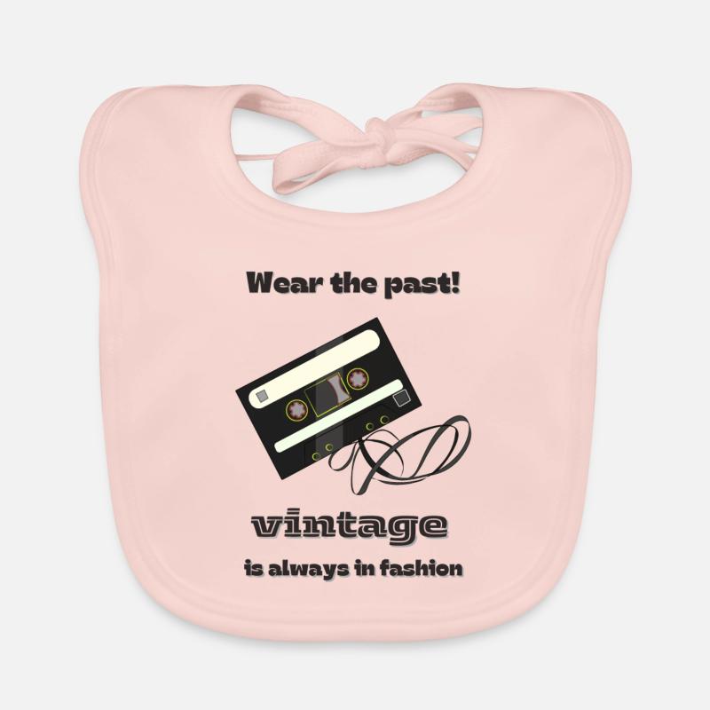 Cassettes vintage - Bavoir bio Bébé - rose