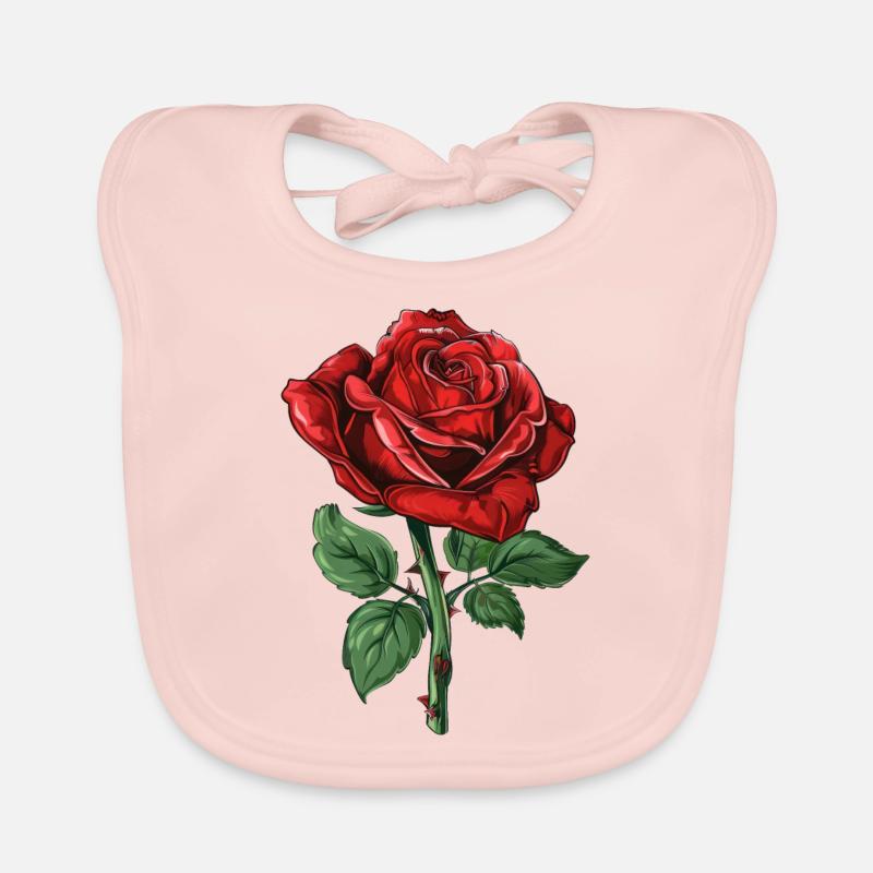 Red Rose Organic Baby Bibs