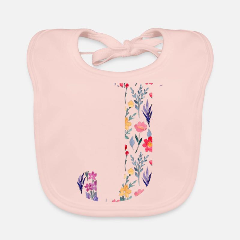 Personalisierter Blumenbrief j - Geschenkidee Baby Bio-Lätzchen