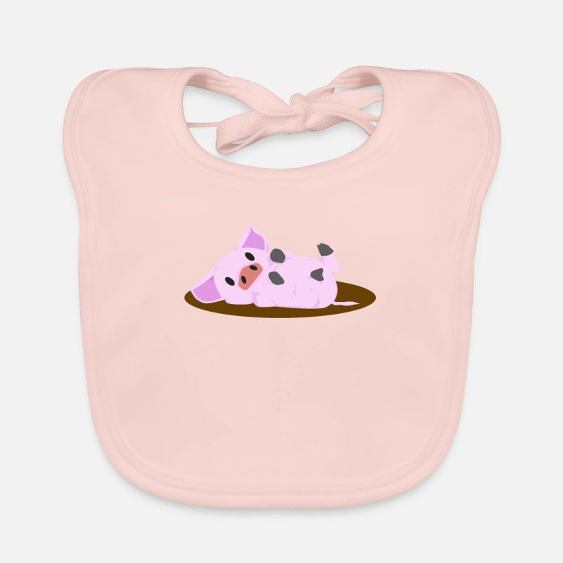 Cochon rose couché Bavoir bio Bébé
