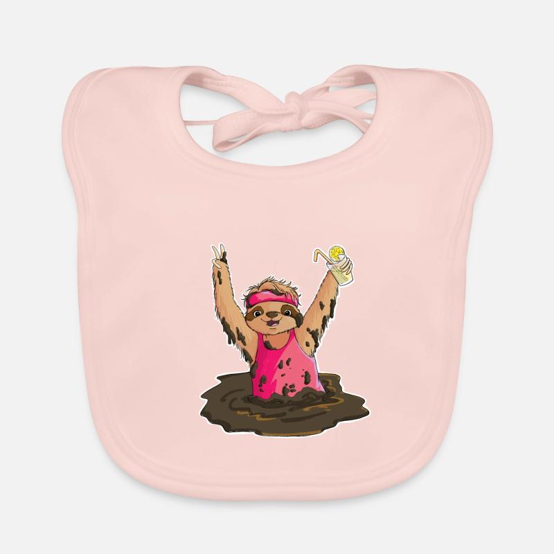 Mud Run Sloth - Bavoir bio Bébé - rose
