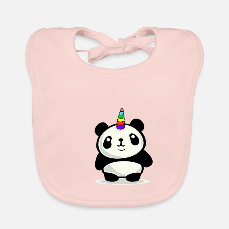 Panda Licorne - Bavoir bio Bébé - rose