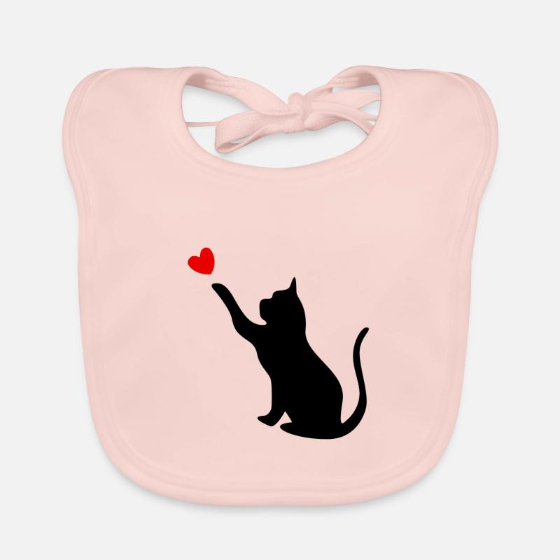 Katze mit Herz - Baby Bio-Lätzchen - Rose