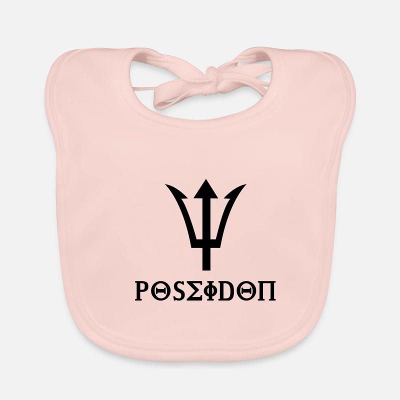 Design Poseidon avec idée cadeau trident noir - Bavoir bio Bébé - rose