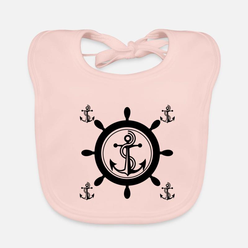 schiffsruder mit anker,anker schiffsruder - Baby Bio-Lätzchen - Rose