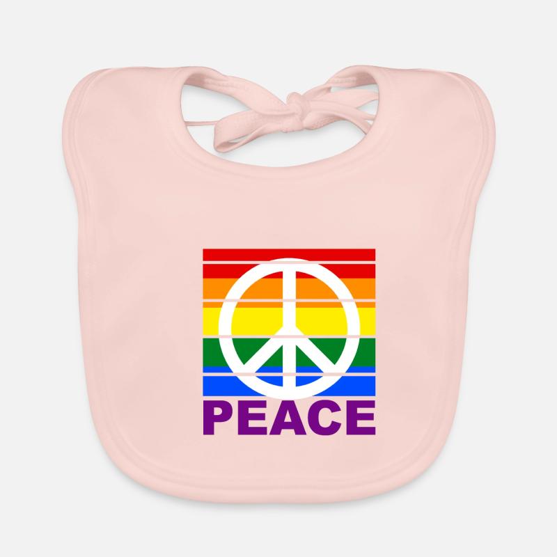 Buntes Peacezeichen Peace Zeichen Regenbogenflagge - Baby Bio-Lätzchen - Rose