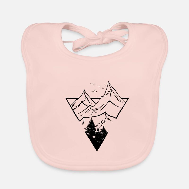 Triangle, Montagnes & Forêt - Bavoir bio Bébé - rose